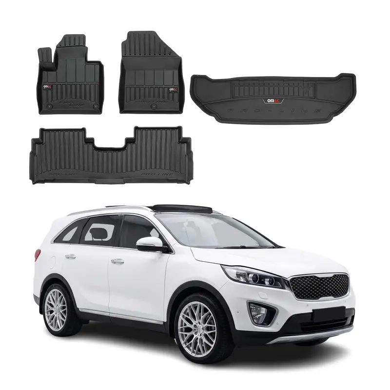 Kit Tapis de Sol et Coffre pour Kia Sorento 2015-2022 TPE Noir