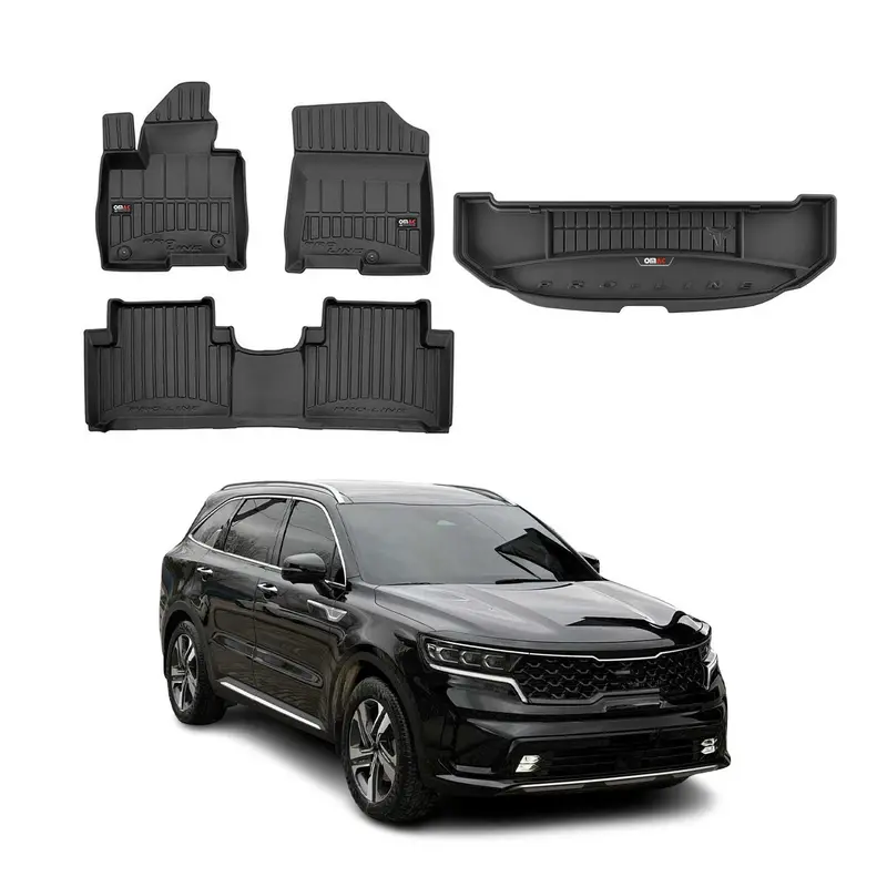 Kit Tapis de Sol et Coffre pour Kia Sorento Hybrid 2020-2022 TPE Noir