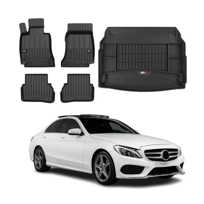 Kit Tapis de Sol et Coffre pour Mercedes Classe C W205 2013-2022 TPE Noir