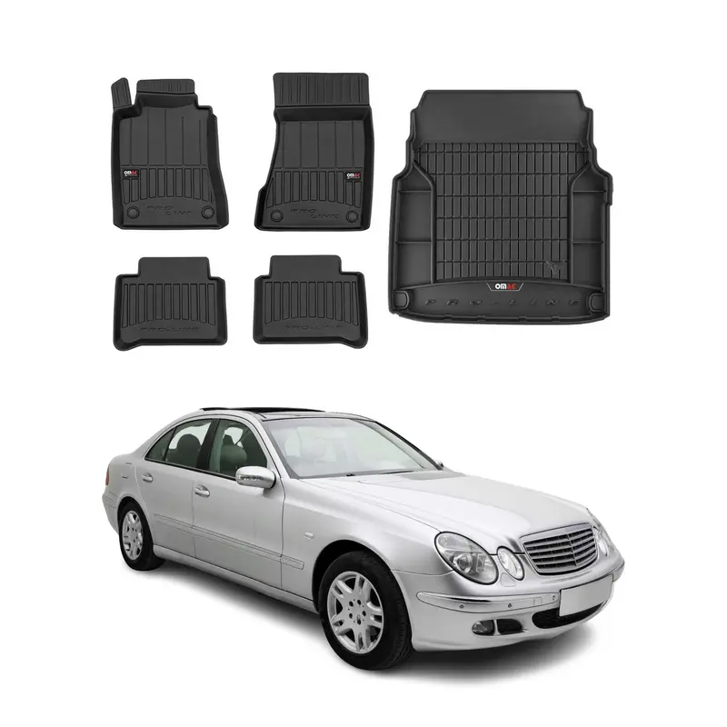 Kit Tapis de Sol et Coffre pour Mercedes Classe E 2002-2009 TPE Noir
