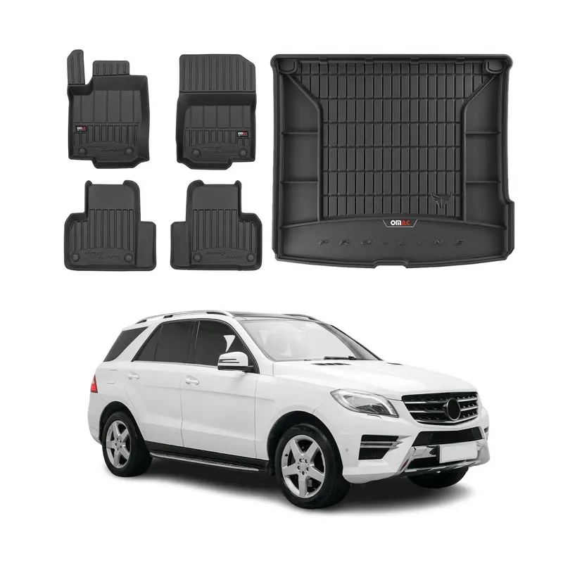Kit Tapis de Sol et Coffre pour Mercedes Classe ML W166 2011-2015 TPE Noir