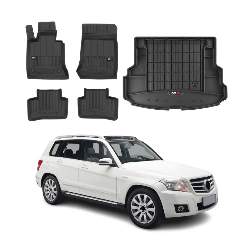 Kit Tapis de sol et coffre pour Mercedes GLK X204 2008-2015 Noir OMAC Premium