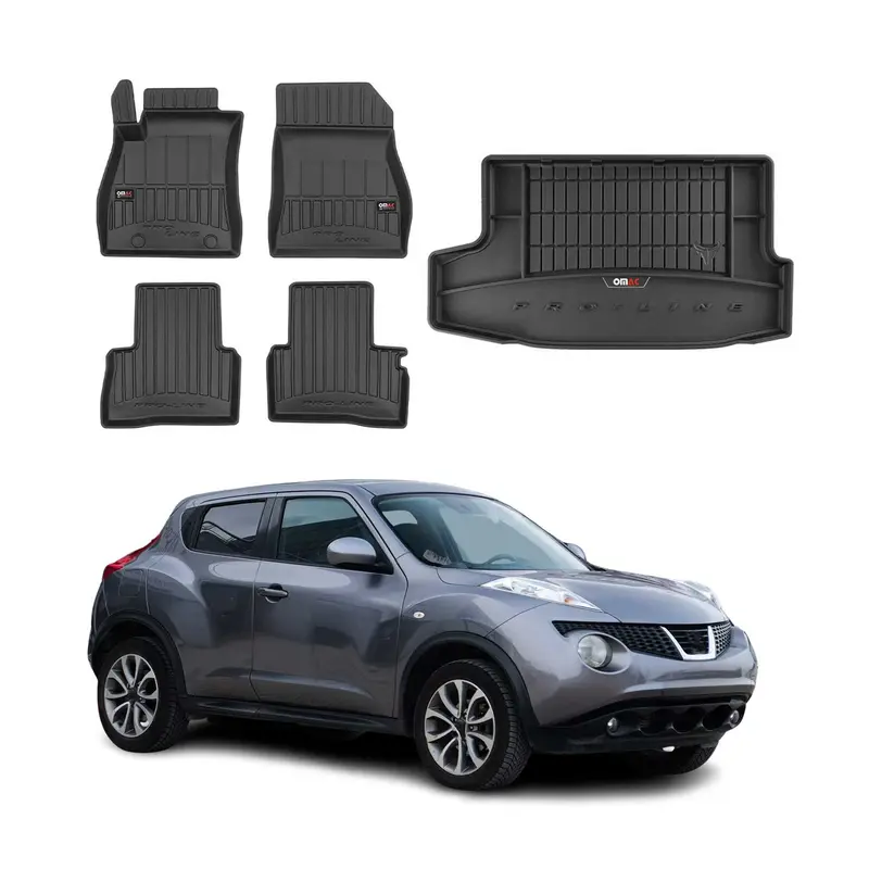 Kit Tapis de Sol et Coffre pour Nissan Juke 2010-2019 Caoutchouc TPE Noir