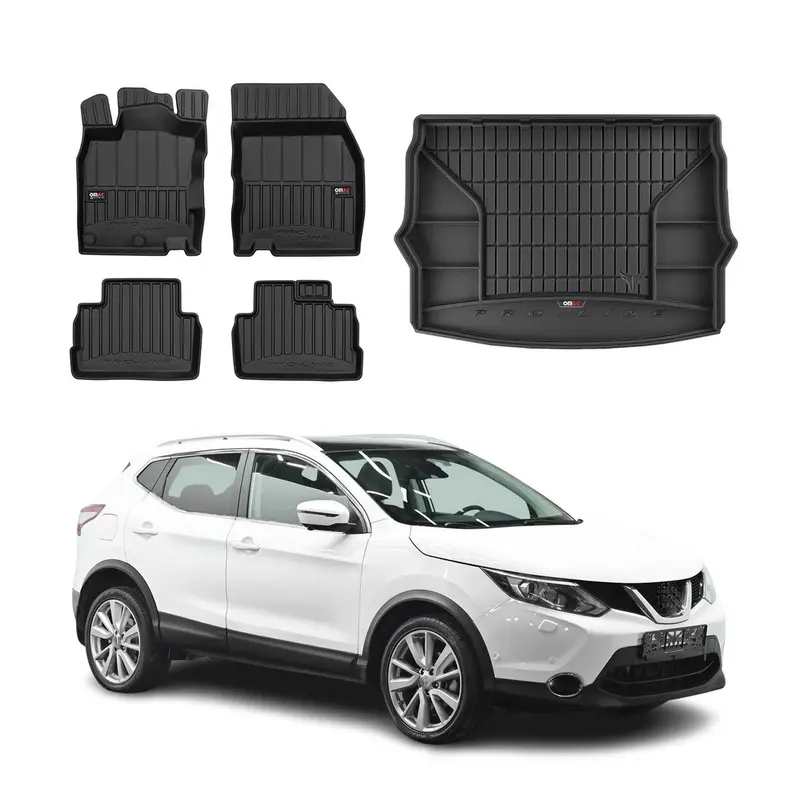 Kit Tapis de Sol et Coffre pour Nissan Qashqai 2013-2022 TPE Noir