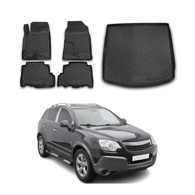 Kit Tapis de sol et coffre pour Opel Antara 2006-2015 en Caoutchouc TPE Noir