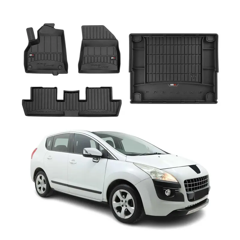 Kit Tapis de Sol et Coffre pour Peugeot 3008 2009-2016 TPE Noir
