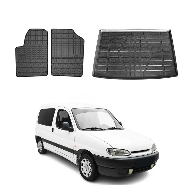 Kit Tapis de sol et coffre pour Peugeot Partner 1996-2008 TPE Noir