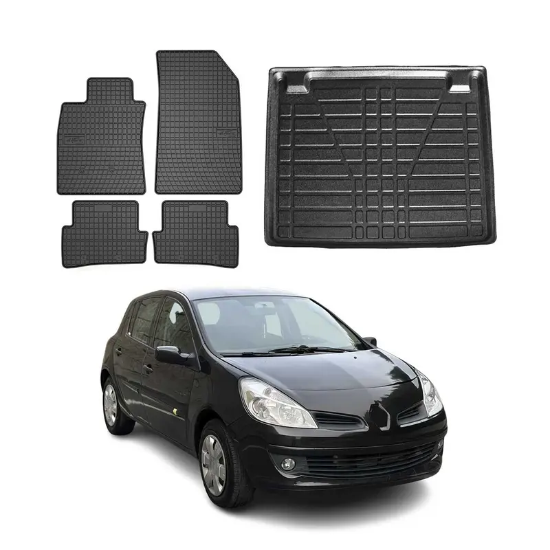 Kit Tapis de sol et coffre pour Renault Clio 2006-2012 TPE Noir