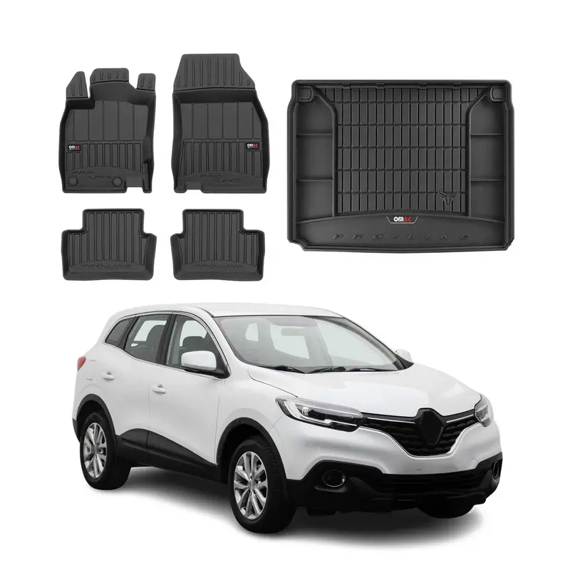 Kit Tapis de Sol et Coffre pour Renault Kadjar 2015-2022 TPE Noir