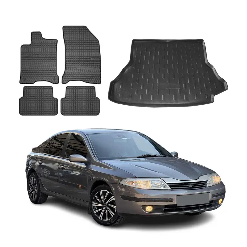 Kit Tapis de sol et coffre pour Renault Laguna II 2001-2007 Berline TPE Noir