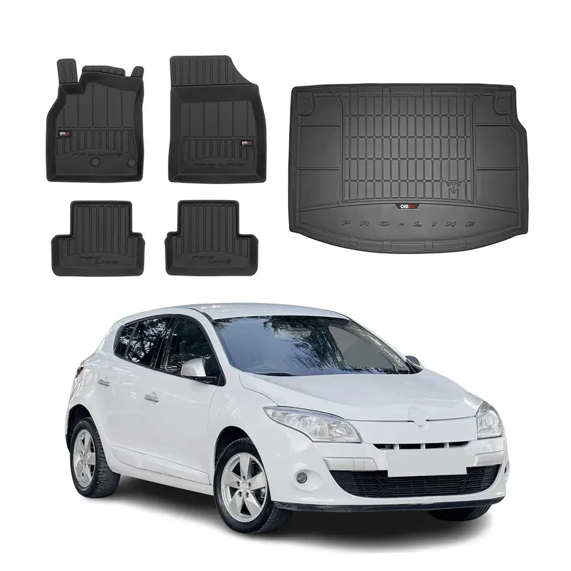 Kit Tapis de Sol et Coffre pour Renault Megane 2008-2015 TPE Noir