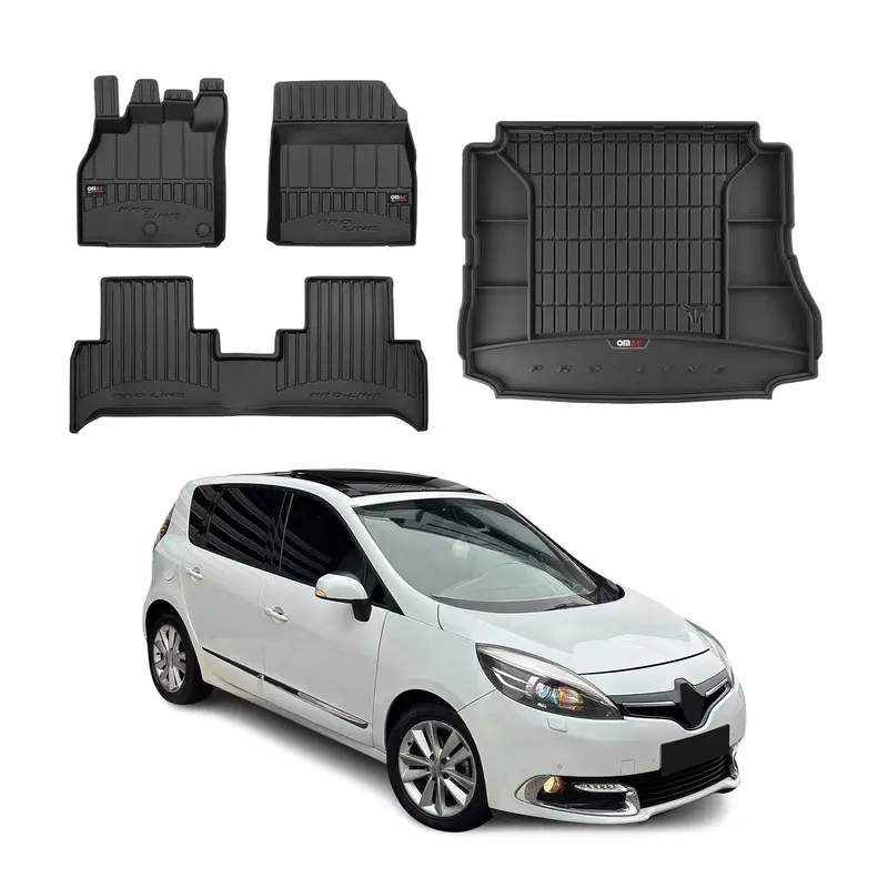 Kit Tapis de Sol et Coffre pour Renault Scenic 2009-2016 TPE Noir