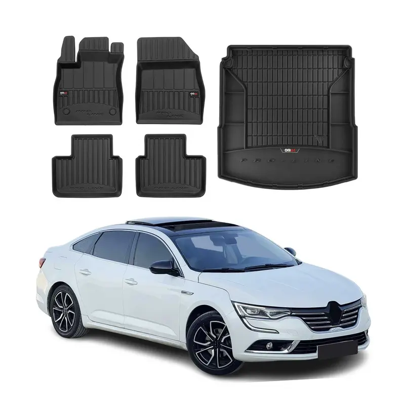 Kit Tapis de Sol et Coffre pour Renault Talisman 2015-2020 Pre-FL TPE Noir 5Pcs
