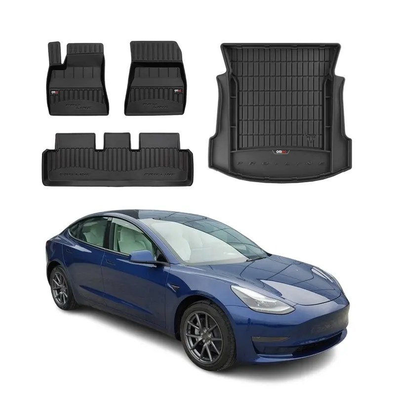 Kit Tapis de Sol et Coffre pour Tesla Model 3 2017-2026 TPE Noir