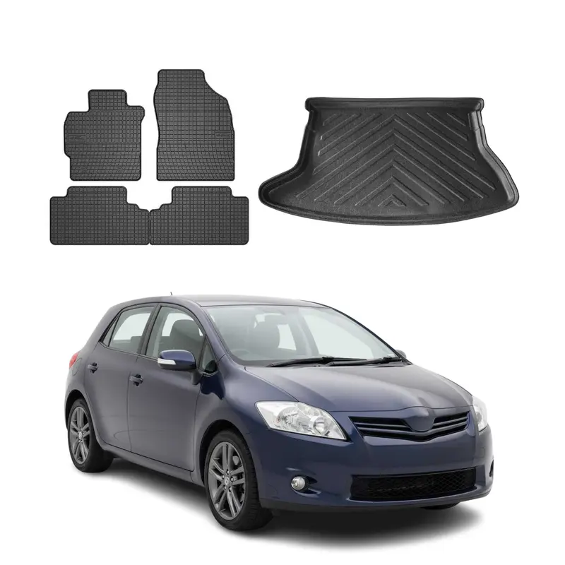 Kit Tapis de sol et coffre pour Toyota Auris 2007-2012 HB TPE Noir