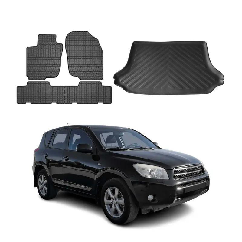Kit Tapis de sol et coffre pour Toyota RAV4 2006-2012 TPE Noir