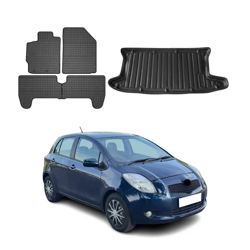 Kit Tapis de sol et coffre pour Toyota Yaris 2005-2010 HB TPE Noir