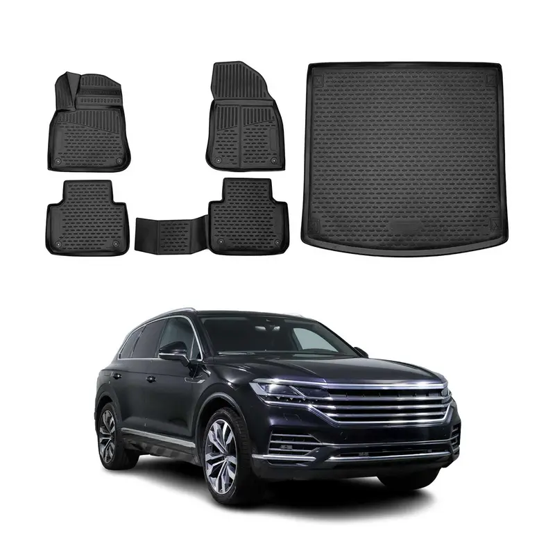 Kit Tapis de sol et coffre pour VW Touareg 2018-2026 en Caoutchouc TPE Noir