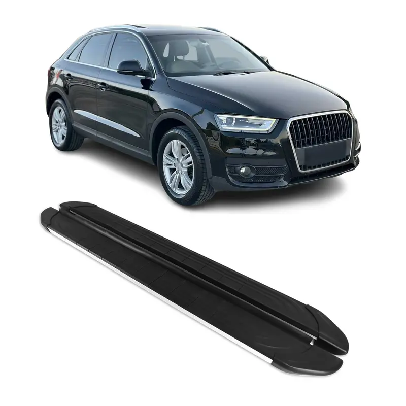 Marchepieds latéraux pédale pour Audi Q3 8U 2011-2018 Aluminium Gris Noir 2Pcs