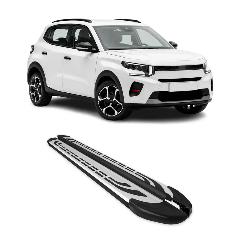 Marchepieds Latéraux pédale pour Citroen e-C3 2024-2026 Aluminium Gris Noir 2x