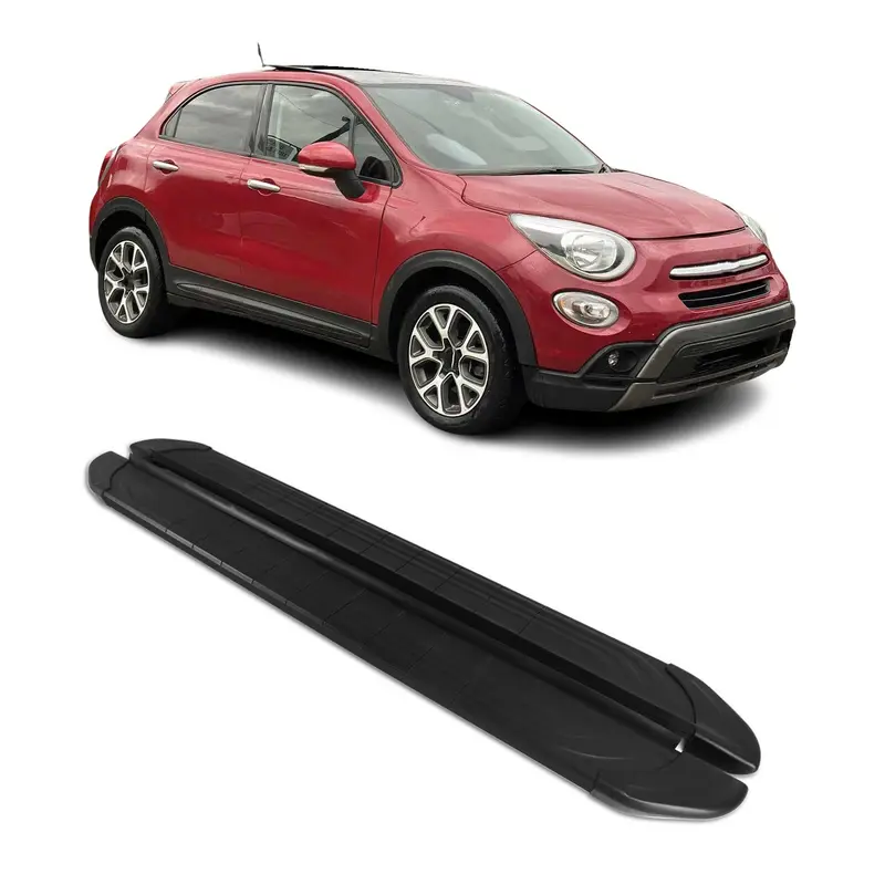 Marchepieds Latéraux pédale pour Fiat 500X 2015-2026 2Pcs Aluminium Noir