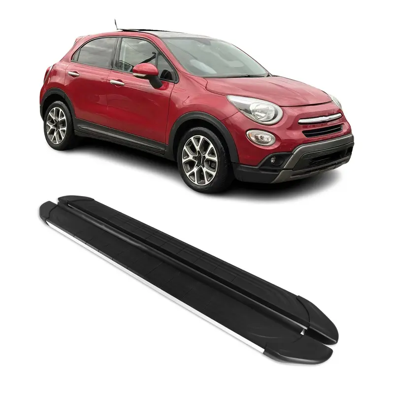 Marchepieds Latéraux pédale pour Fiat 500X 2015-2026 Aluminium Gris Noir 2Pcs