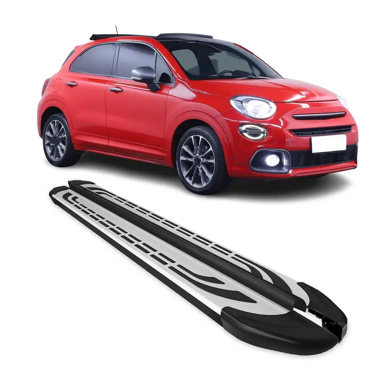 Marchepieds Latéraux pédale pour Fiat 500X 2015-2026 Aluminium Gris Noir 2x