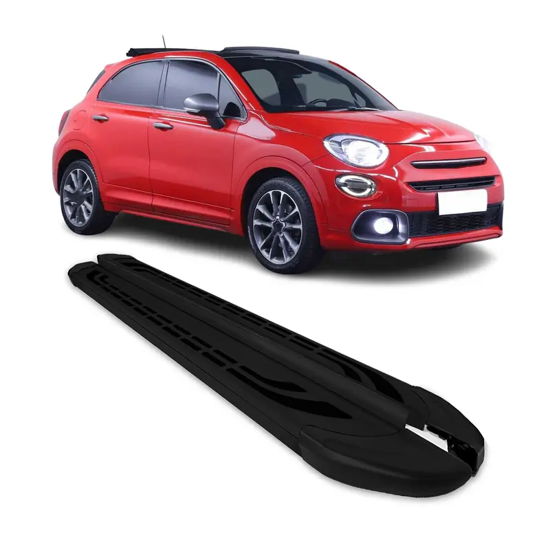 Marchepieds Latéraux pédale pour Fiat 500X 2015-2026 Aluminium Noir 2Pcs
