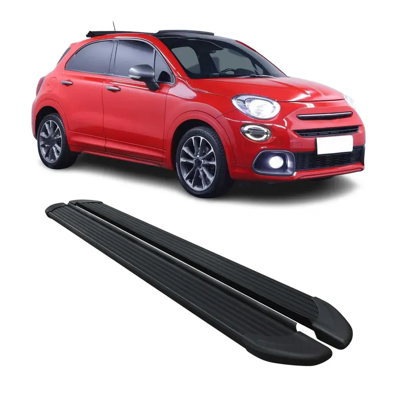 Marchepieds Latéraux pédale pour Fiat 500X 2015-2026 Noir Aluminium 2Pcs