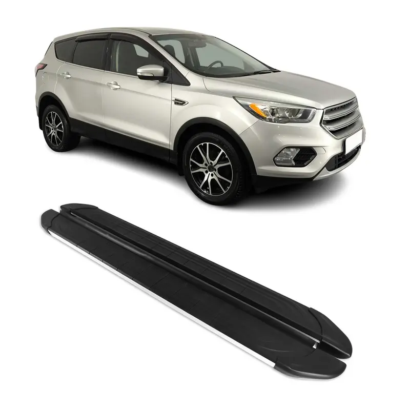 Marchepieds Latéraux pédale pour Ford Kuga II 2012-2019 Aluminium Gris Noir 2Pcs