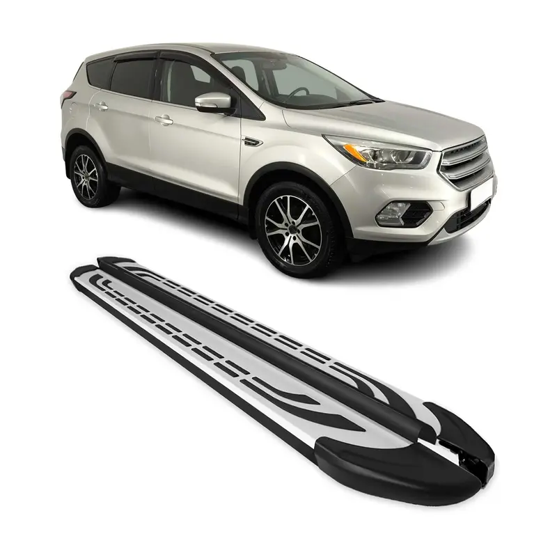 Marchepieds Latéraux pédale pour Ford Kuga II 2012-2019 Aluminium Gris Noir 2x