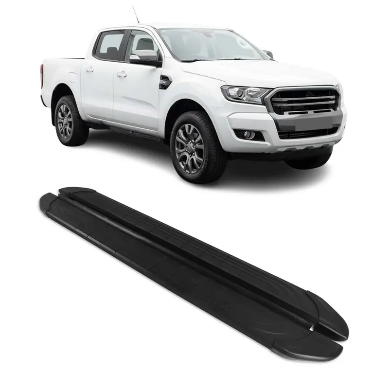 Marchepieds Latéraux pédale pour Ford Ranger T6 2012-22 DoubleCab 2Pcs Alu Noir