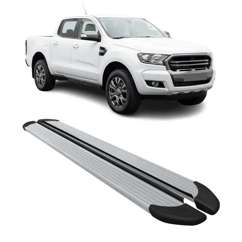Marchepieds Latéraux pédale pour Ford Ranger T6 2012-22 DoubleCab Alu Argent 2x