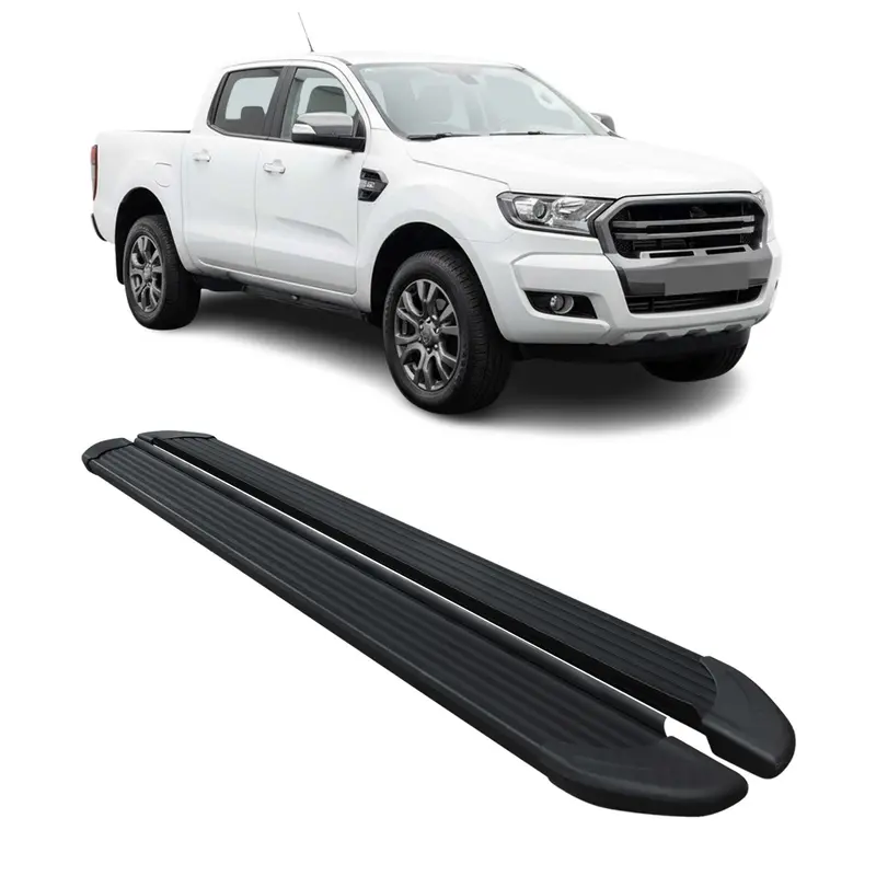 Marchepieds Latéraux pédale pour Ford Ranger T6 2012-22 DoubleCab Alu Noir 2Pcs