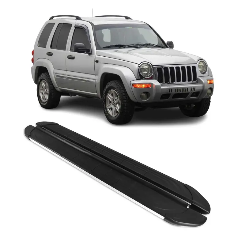 Marchepieds Latéraux pédale pour Jeep Cherokee 2002-2007 Aluminium Gris Noir 2x