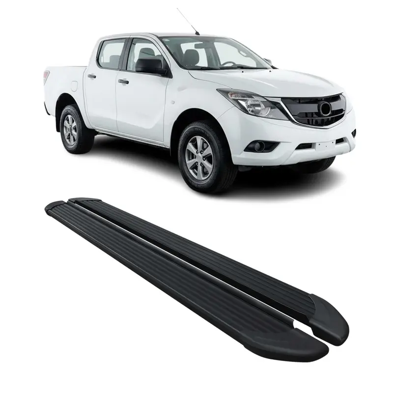 Marchepieds Latéraux pédale pour Mazda BT-50 Double Cab 2012-2020 Noir Alu 2Pcs