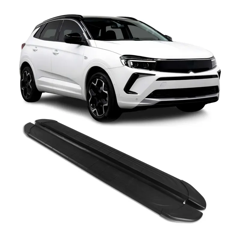 Marchepieds Latéraux pédale pour Opel Grandland 2021-2024 2Pcs Aluminium Noir