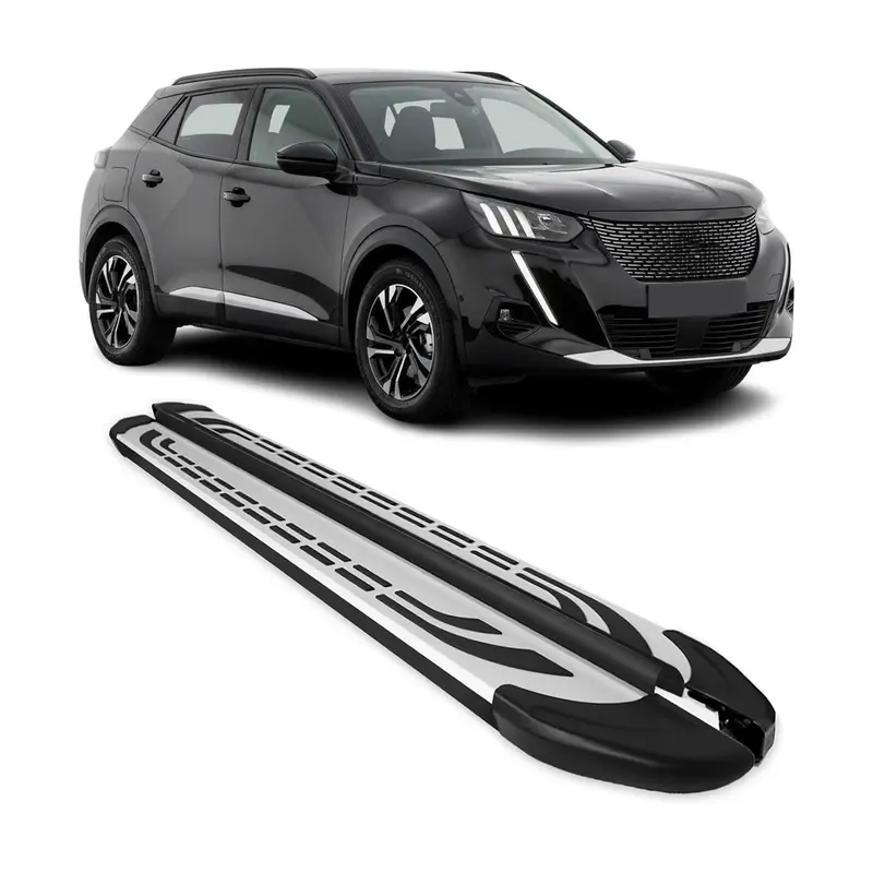 Marchepieds Latéraux pédale pour Peugeot 2008 2019-2026 Aluminium Gris Noir 2x