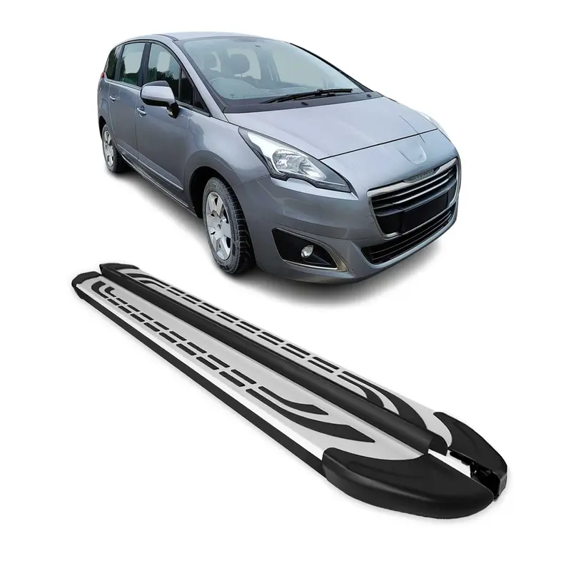 Marchepieds Latéraux pédale pour Peugeot 5008 I 2009-2016 Aluminium Gris Noir 2x