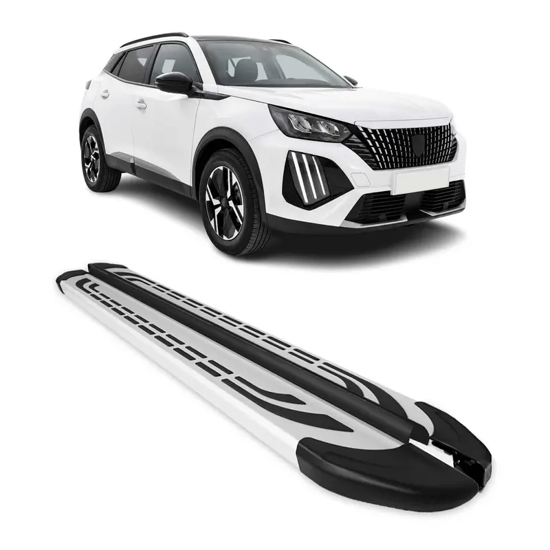 Marchepieds Latéraux pédale pour Peugeot e-2008 2023-2026 Aluminium Gris 2Pcs
