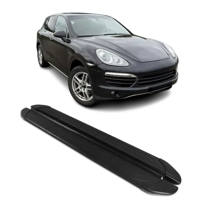 Marchepieds Latéraux pédale pour Porsche Cayenne 2010-2017 2Pcs Aluminium Noir