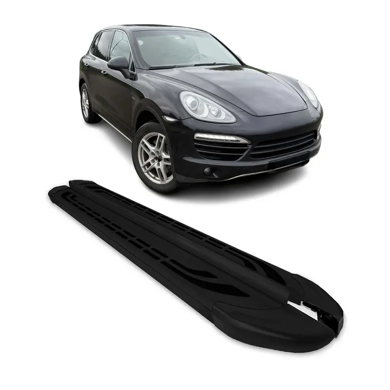 Marchepieds Latéraux pédale pour Porsche Cayenne 2010-2017 Aluminium Noir 2Pcs