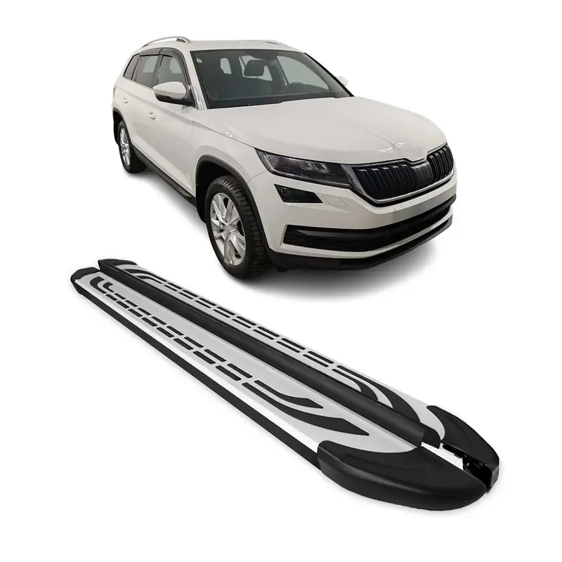 Marchepieds Latéraux pédale pour Skoda Kodiaq 2017-2023 Aluminium Gris Noir 2x