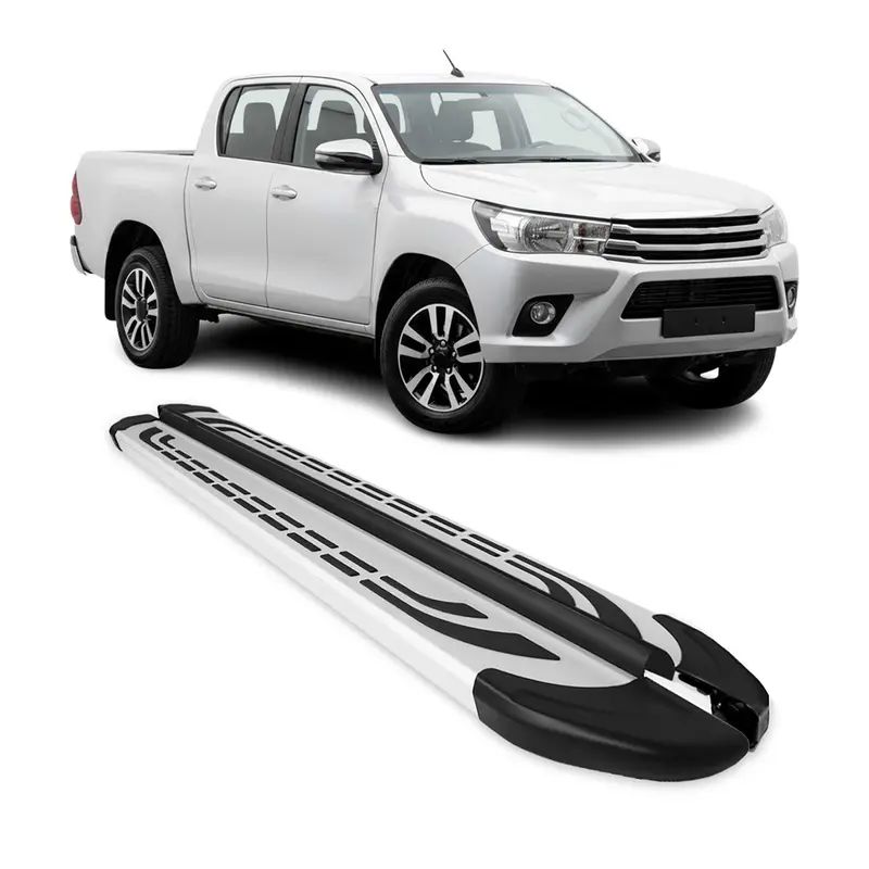 Marchepieds Latéraux pédale pour Toyota Hilux Double Cab 2015-2026 Alu Gris 2Pcs