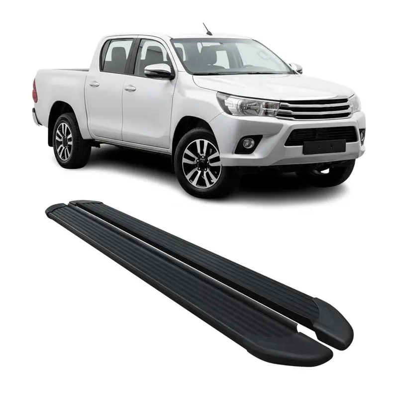 Marchepieds Latéraux pédale pour Toyota Hilux Double Cab 2015-2026 Noir Alu 2Pcs
