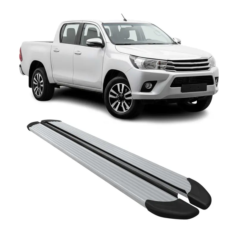 Marchepieds Latéraux pédale pour Toyota Hilux Double Cab 2015-26 Alu Argent 2Pcs