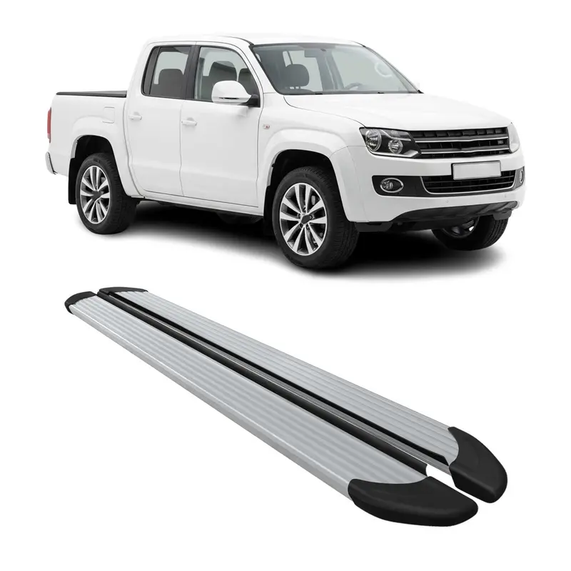 Marchepieds Latéraux pédale pour VW Amarok Double Cab  2010-2022 Alu Argent 2Pcs