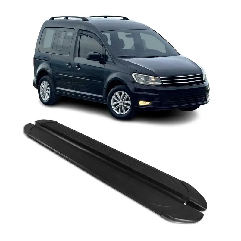 Marchepieds Latéraux pédale pour VW Caddy 2003-2020 L1 2Pcs Aluminium Noir