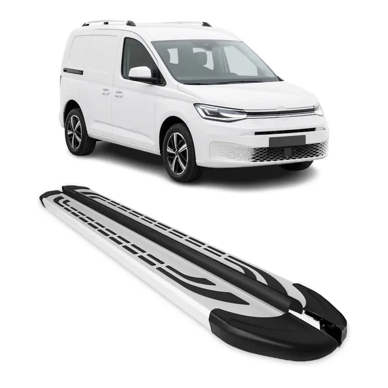 Marchepieds latéraux pédale pour VW Caddy Maxi 2020-2026 L2 2Pcs Aluminium Gris