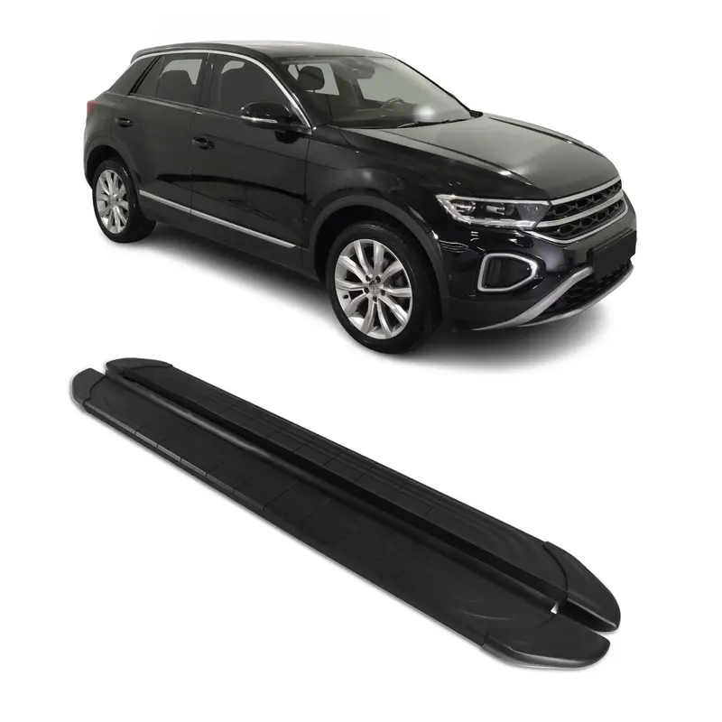 Marchepieds Latéraux Pédale pour VW T-Roc 2017-2025 Alu Noir 2 pièces